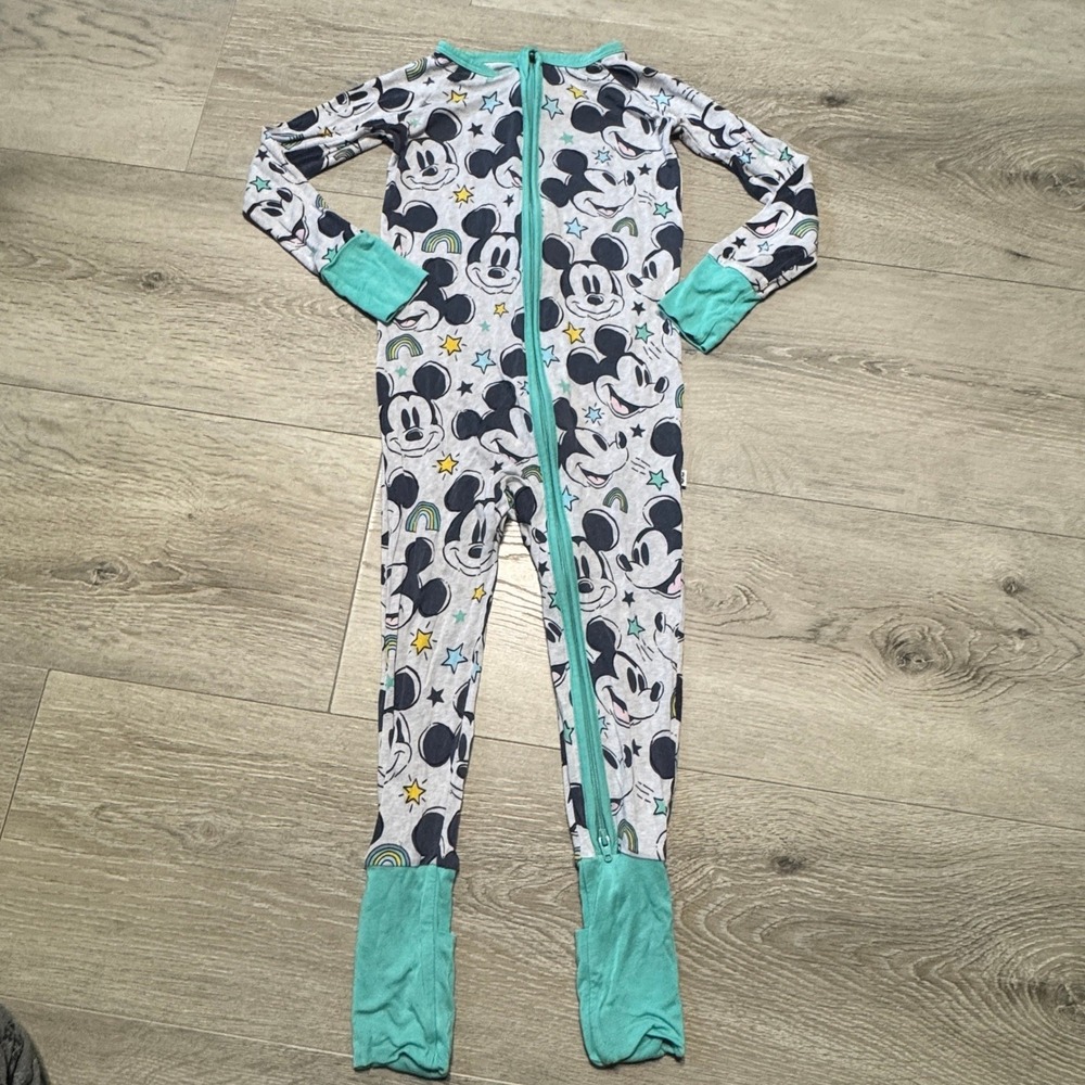 Little Sleepies Disney Mickey Mouse Zippy Bamboo Viscose Sleeper Gray 2T